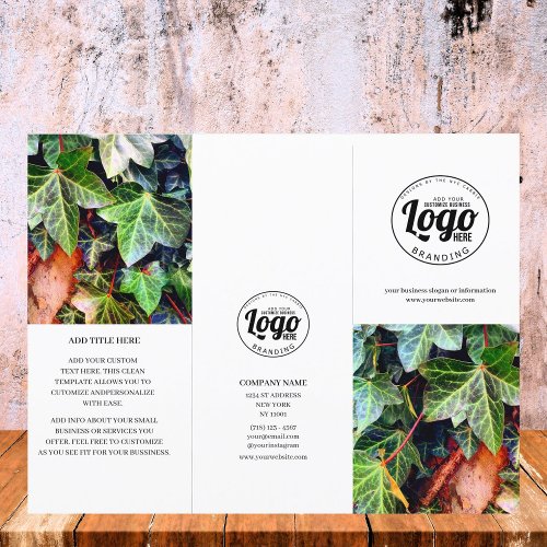 Business Logo  Photo Trifold Brochure