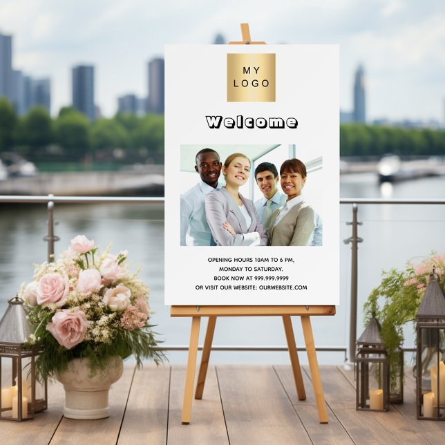 Business logo photo welcome opening hours brand foam board (Creator Uploaded)