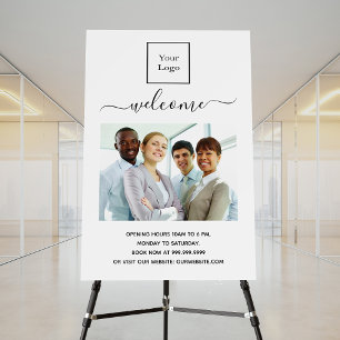 Business logo photo welcome opening hours foam board