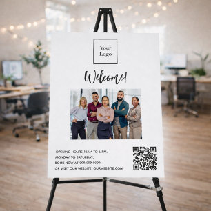 Business logo photo welcome opening hours QR-code Foam Board