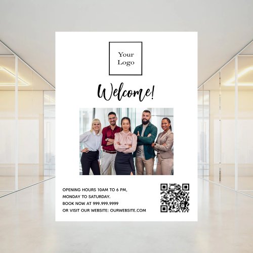 Business logo photo welcome opening hours QR_code Poster