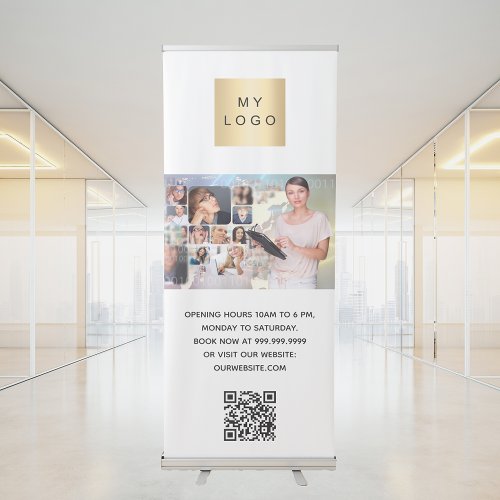 Business logo photo welcome QR_code Retractable Banner