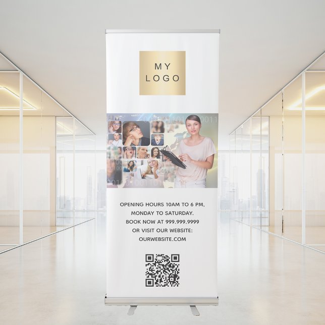 Business logo photo welcome QR-code Retractable Banner (Creator Uploaded)