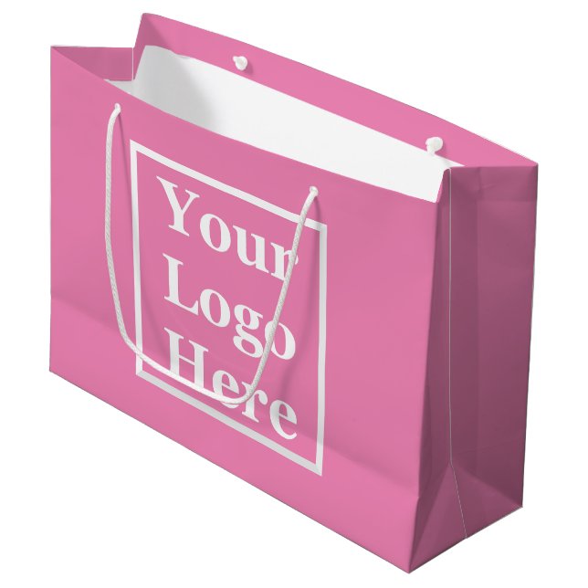 Business Logo Pink Branded Template Large Gift Bag (Front Angled)