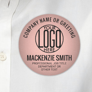 Business Logo Pink Color Printed Plastic Employee Name Tag