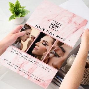 Business Logo Pink Marble Beauty Salon 3 Photos  Envelope Mailers