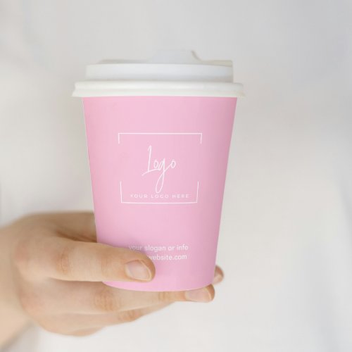 Business Logo Pink Minimal Business Corporate Paper Cups