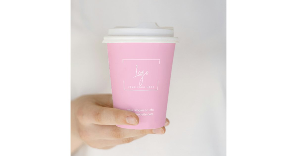 Business Logo Pink Minimal Business Corporate Paper Cups | Zazzle