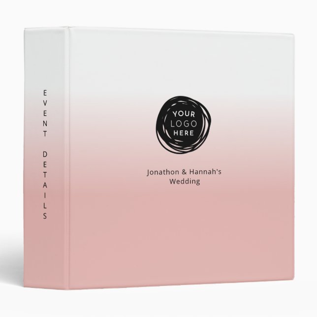 Business Logo Pink Modern Presentation 3 Ring Binder (Front/Spine)