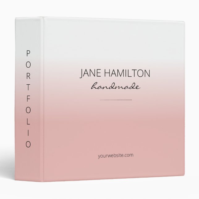 Business Logo Pink Modern Professional 3 Ring Binder (Front/Spine)