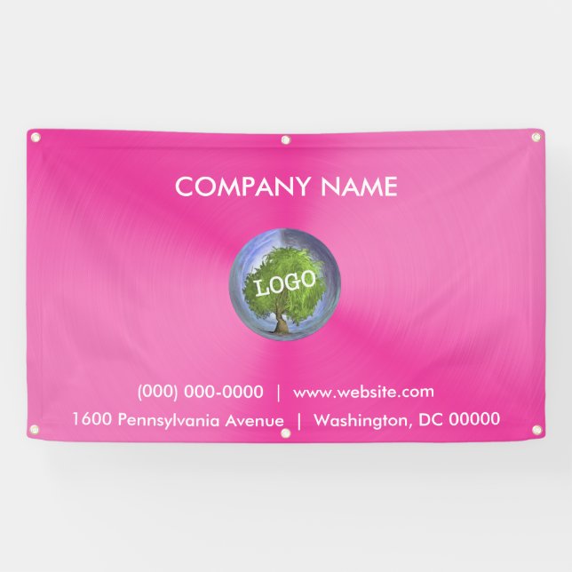 Business Logo Pink Outdoor Banner (Horizontal)