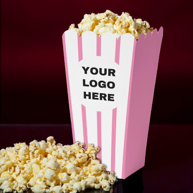 Business Logo Pink & White Striped Movie Popcorn Favor Boxes (Business Logo Pink & White Striped Movie Popcorn Favor Boxes
)