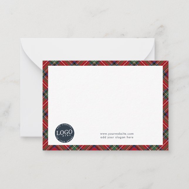 Business Logo Plaid Employees Tartan Note Card (Front)
