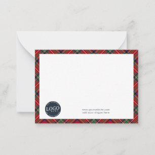Business Logo Plaid Employees Tartan Note Card
