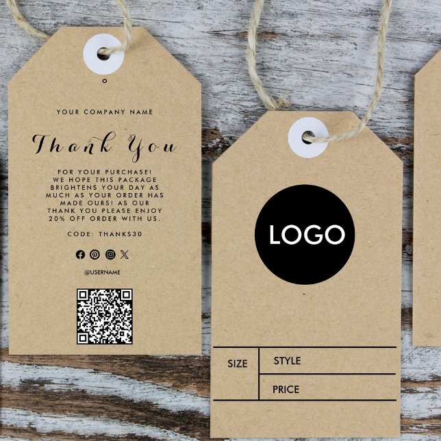Business Logo Price QR Code  Hang Tag (Creator Uploaded)