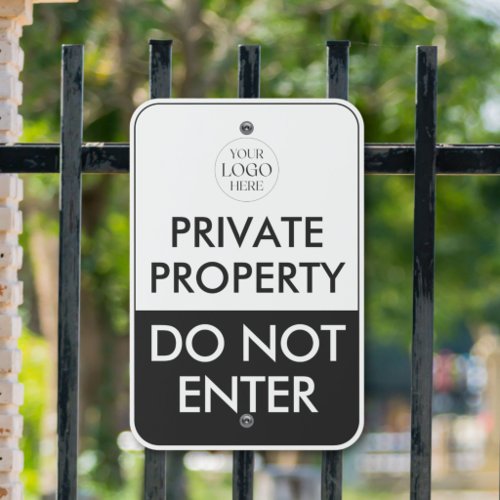 Business Logo Private Property Do Not Enter Modern Metal Sign