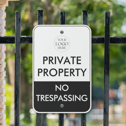 Business Logo Private Property No Trespassing Metal Sign