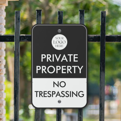 Business Logo Private Property No Trespassing Metal Sign