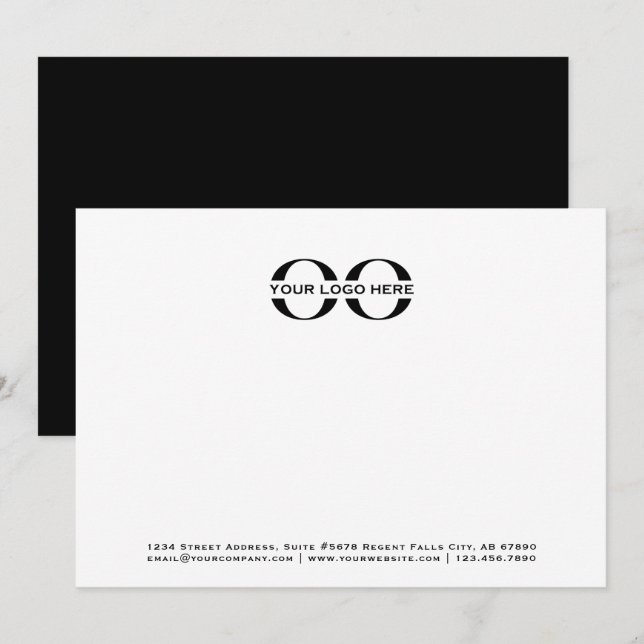 Business Logo Professional Black and White 5x7 Note Card (Front/Back)