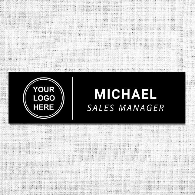 Business Logo Professional Black Name Tag (Creator Uploaded)