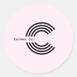 Business Logo Professional Blush Pink stylish Classic Round Sticker