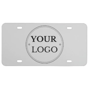 Business Logo Professional Branded Light Gray License Plate