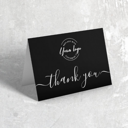 Business Logo Professional Corporate White Script  Thank You Card