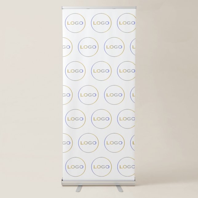 Business Logo Professional Elegant White Event Retractable Banner (Front)