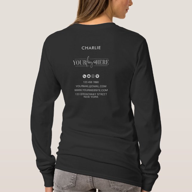 Business Logo Professional Minimalist Black T-Shirt (Back)