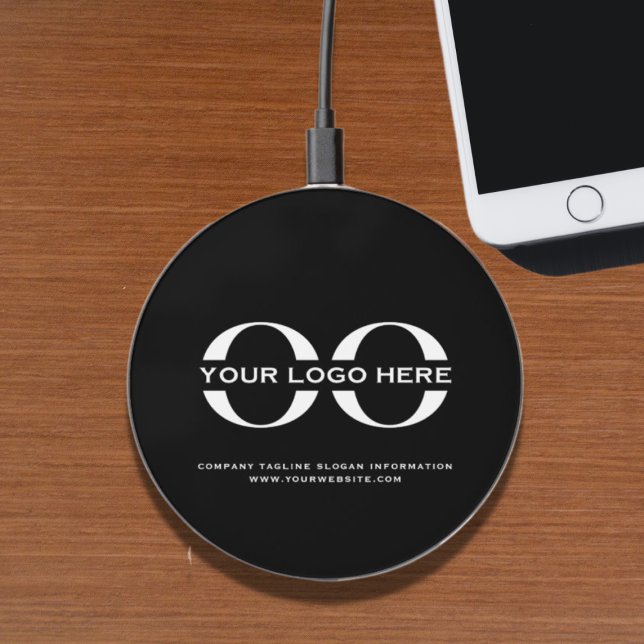 Business Logo Professional Minimalist Black Wireless Charger (Creator Uploaded)