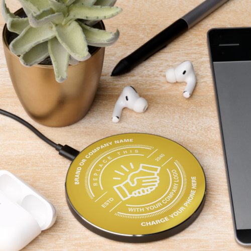 Business Logo Professional Minimalist Gold Wireless Charger