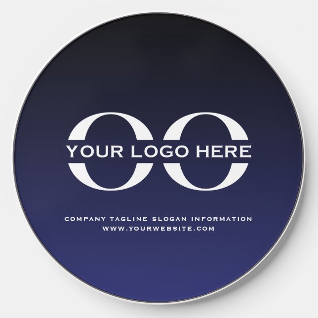 Business Logo Professional Minimalist Navy Blue Wireless Charger (Front)