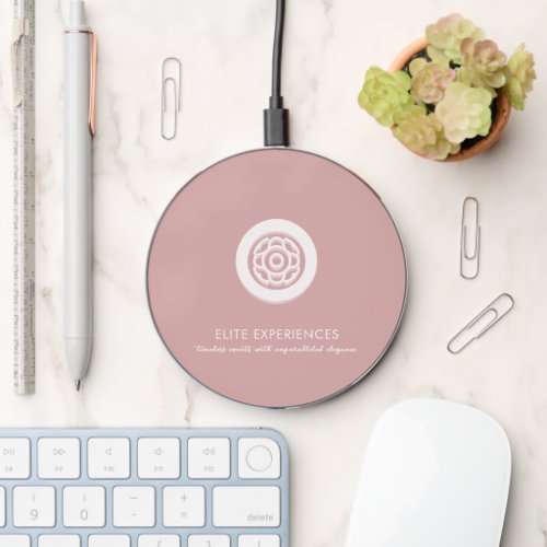 Business Logo Professional Minimalist Pink Wireless Charger