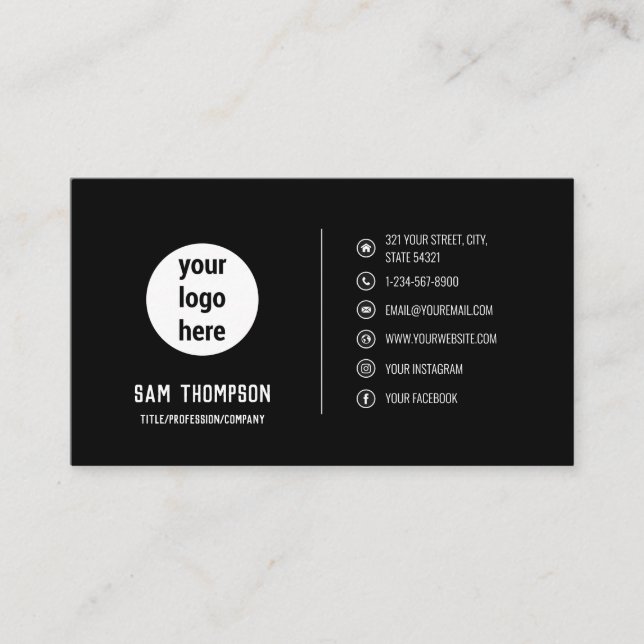 Business Logo Professional Minimalist Social Media Card (Front)
