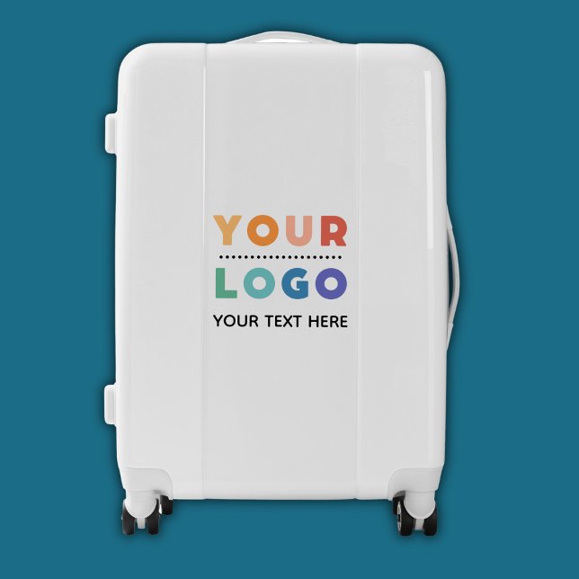 Business Logo Professional Minimalist White Luggage (Upload your logo for a custom business suitcase!)