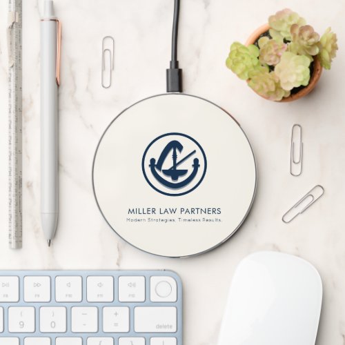 Business Logo Professional Minimalist White Wireless Charger