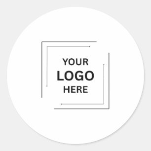 Business Logo Professional Modern Minimal White Classic Round Sticker