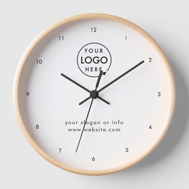 Business Logo | Professional Modern Minimal White Clock (Front)