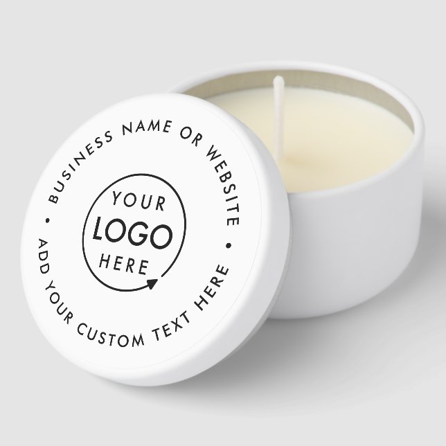 Business Logo Professional Modern Minimal White Mini Candle Favors (Corner)