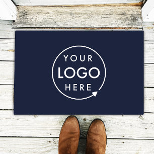 Business Logo Professional Modern Navy Blue Doormat