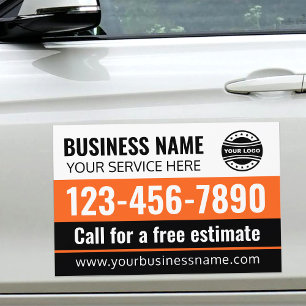 Business Logo Professional Modern Orange Black Car Magnet
