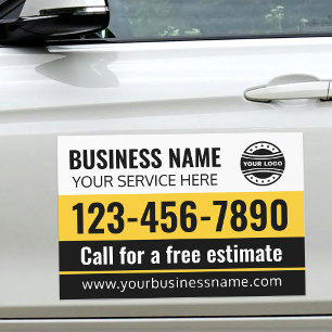 Business Logo Professional Modern Yellow Black Car Magnet