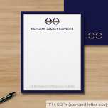 Business Logo Professional Navy Blue Border Letterhead<br><div class="desc">A professional custom business letterhead template in a modern style with a stylish navy blue border which can be easily updated with your company logo and letterhead footer including your contact information or custom text. The solid blue back features a logo in the lower thirds for continuity in the design....</div>