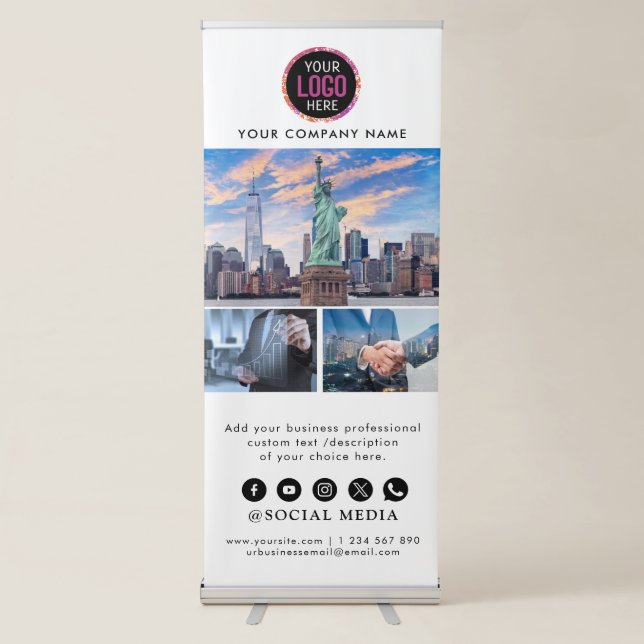 Business Logo |  Professional PHOTO Retractable Banner (Front)