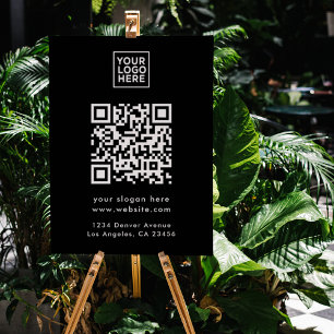 Business Logo Professional QR Code Simple Black Foam Board