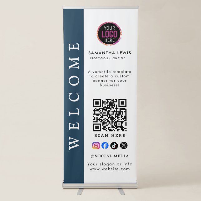 Business Logo |  Professional Retr Retractable Banner (Front)