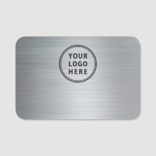 Business Logo Professional Silver Name Tag