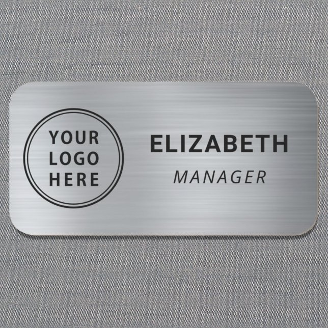 Business Logo Professional Silver Name Tag (Creator Uploaded)