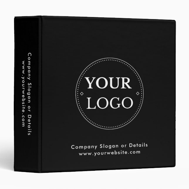 Business Logo Professional Simple Modern Black 3 Ring Binder (Front/Spine)