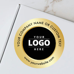 Business Logo Promotional Black Gold Shipping Classic Round Sticker